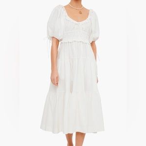NEW White Brielle Cotton Poplin Midi Dress